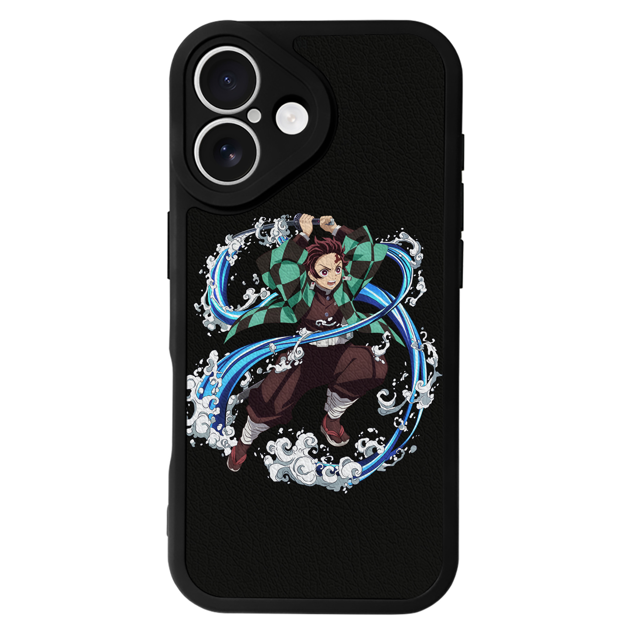 （画像用） 鬼滅の刃 竈門 炭治郎／かまど たんじろう Kamado Tanjirou 【iPhone 16シリーズ対応】シリコンスマホケース（レザー調） 材質：シリコン